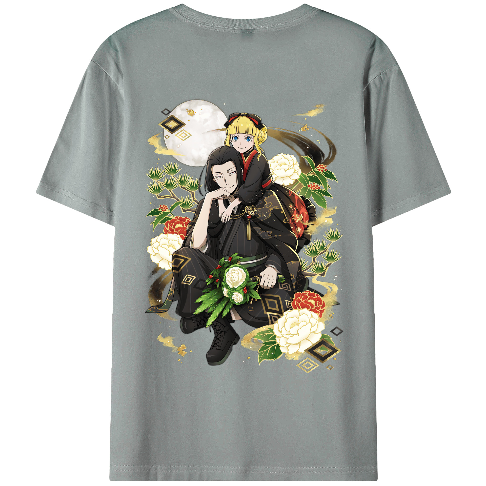 （画像用） 文豪ストレイドッグス Bungo Stray Dogs 綿100％ メンズ半袖Tシャツ（バックプリント） 通気性